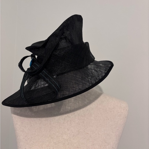 Black and Turquoise Statement Hat Kentucky Derby Hat Fascinator main image 5